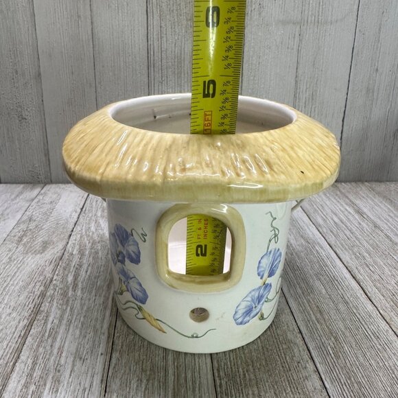 Vtg Teleflora Mushroom Shape Hanging Birdhouse Planter Floral 6.5" Tall Portugal - Picture 12 of 15
